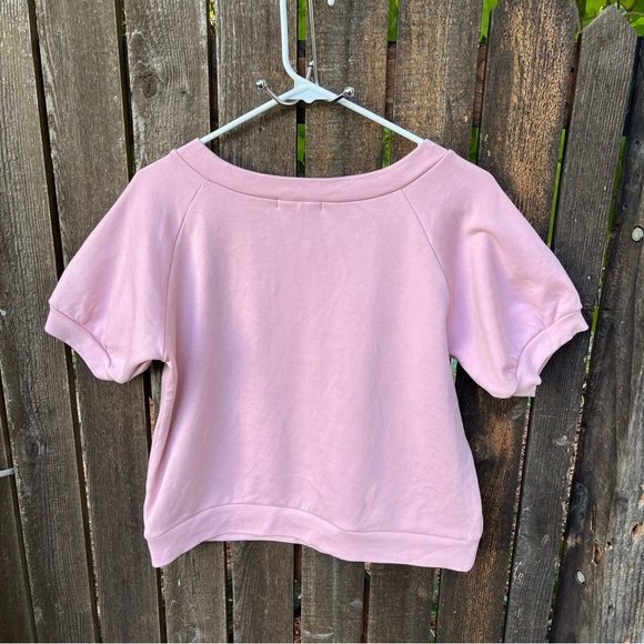 Yala Berkeley Puff Short Sleeve Bamboo & OG Cotton Raglan Pink Sweatshirt Top - Picture 5 of 12